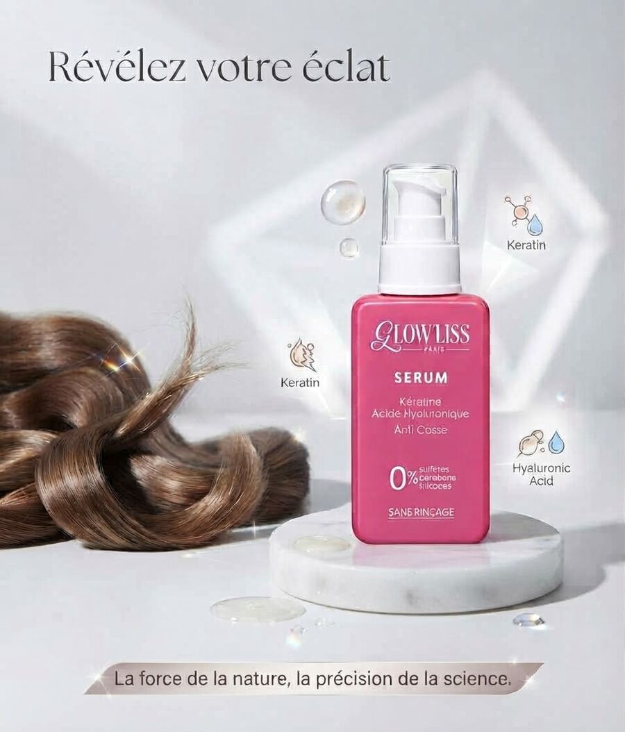 Sérum kératine et acide hyaluronique anti-casse