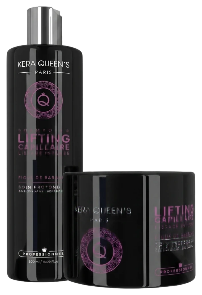 Duo Lifting Capillaire Figue de Barbarie Kera Queen's : shampooing 500 ml et masque 500 ml, lissage intense